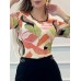 044826 Blusa Ramany Manga 3/4 Estampada